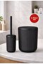 Linea Black Striped Round 2-Piece Wc Bucket and Brush Set