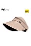 Women's Beige Wide Brim Visor Hat, Ponytail Compatible Summer Sun Protection Hat - 3