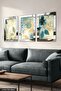 Blue Flower 3 Piece Plexi Mirrored Table with Gold Leaf Detail