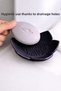 Black Lotus Patterned Bathroom Soap Dish Sponge Holder with Silicone Water Drain - 4