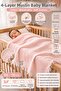 4 Layer Muslin Baby Blanket, 100X130 Tassel Detailed, Cotton, Breathable Soft Texture, Baby Blanket