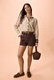 Brown Gabardine Short Belted Shorts & Bermuda Twoss26Sr00045
