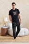 Black Regular/Normal Cut Plaid / Checked Cotton Piece Knitted Pajama Set Tmnss26Pt00048 - 2