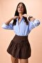 Kahverengi %100 Pamuk Gabardin Süper Mini Etek TWOSS26ET00085 - 2