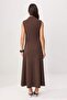 Kahverengi Yırtmaçlı Drape Detaylı Midi Party Elbise TWOSS26EL00906 - 4