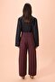 Bordo Gabardin Kalın Yumuşak Tuşeli Barrel Pantolon TWOSS26PL00084 - 4