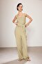 Trendyol Studio Açık Haki Keten Görünümlü Geniş Paça Pantolon TWOSS26PL00132