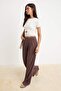 Kahverengi More Sustainable Yumuşak Modal Wide Leg/Geniş Kesim Premium Örme Pantolon TWOSS24PL00071 - 2