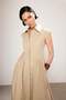 Trendyol Studio Bej Poplin Midi Dokuma Elbise TWOSS26EL00513 - 4