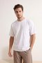 Beyaz Oversize/Geniş %100 Pamuk Bisiklet Yaka Cepli  T-Shirt TMNSS26TS00016 - 2