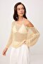 Altın Payetli İplik Ajurlu Kayık Yaka Triko Kazak TWOSS26KZ00005