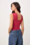 Koyu Pembe Vücuda Oturan Asimetrik Yaka Aksesuar Detaylı Çıtçıtlı Esnek Örme Body TWOSS26BD00005 - 4