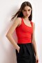Red Fitted/Square Neck Sleeveless Stretchy Knitted Tank Top Twoss26Al00089