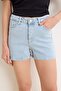 Light Blue High Waist City Boy Low Stretch Denim Shorts Twoss26Sr00216 - 4