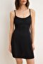 Black Plain A-Line Pool Collar Sleeveless Rope Strap Mini Textured Knitted Dress Twoss26El00481 - 3