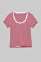 Red Striped Pool Collar Fitted/Fitted Plus Size T-Shirt Tbbss26Bf00038 - 4