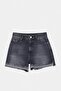 Black 100% Cotton High Waist Denim City Shorts Twoss26Sr00093 - 7