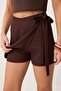 Dark Brown Shorts & Bermuda with Tie-Up Detail Twoss26Sr00074 - 3
