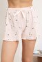Pembe %100 Pamuklu Çiçekli Pointel Ajurlu/Delikli Şortlu Örme Pijama Takımı THMSS25PT00082 - 3