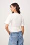 Wardrobe Essentials-Ekru Fitted/Vücuda Oturan Kısa Kollu Esnek Örme T-Shirt TWOSS26TS00052 - 4
