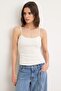 Dark Brown-Ecru Plain Fitted Pool Collar Sleeveless Cotton Rib Knit Knitted Undershirt Twoss26Al00058 - 2