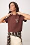 Brown Plain Regular Crew Neck Short Long Tok 100% Cotton Knitted T-Shirt Twoss26Ts00207