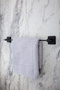 Black Stainless Long Towel Holder / Wide Cover Toilet Roll Holder / Bathroom Hook - Brass Set of 3 - 2