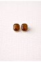 Amber Look Brown Single Stone Frame Detail Steel Earrings - 2