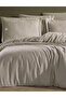Checkered Satin 100% Cotton Double Duvet Cover Set |   Beige - 2