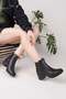 92157 Black Genuine Leather Winter Heeled Women's Boots