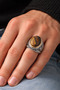 Silver Tiger Eye Jewelled Oval Men's Ring - 2