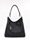 Santa Polo Martina 30% Real Leather Women's Shoulder Bag - Stylish Black Bag with Multiple Compartments and Double Straps - 4