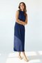 Women's Four Seasons Sleeveless Viscose Midi Length Half Turtleneck Dress Navy Blue - 2