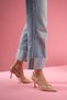 Amanda Beige Nude Skin Buckle Detailed Heeled Women's Shoes - 3
