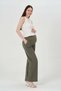 Pregnancy Stretchy Belly-Banded Waist-Adjustable Wide-Leg Gabardine Trousers KHAKI - 3