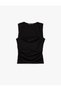 Cotton Slim Fit Drape Detailed Square Neck Tank Top - 3