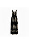 Women's Black Ethnic Pattern Elegant Cut-Out Back Chest Shoulder Strap Fully Elasticated Gipeli Dress - 4