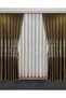 Brown Damask Flower Patterned Background Curtain - SIK PİLE, 1/3 Single Wing - 2