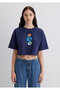 Evil Eye Bead Printed Navy Blue T-Shirt Crop / Short Cut 1613443-70495 - 4