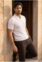 Burke Hair Weave Half Zipper Short Sleeve Thin Knitwear Men's T-Shirt - Ecru - 5