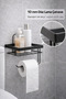 Strong Adhesive Black Toilet Roll Holder with Refills Toilet Roll Holder Wc Paper Holder Accessory - 2