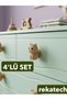 4-Piece Beige Cat Figure Handle Children's Room Knitted Patterned Decorative Drawer Animal Figured Cabinet Handle (Set of 4) - 2