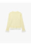 Cotton Long Sleeve Crew Neck Ruffle Detailed Buttoned Knitwear Cardigan - 4