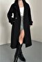 Double-Breasted Tie-Detail Waist-Tied Mid-Length Coat Black 3754 - 4
