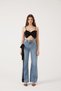 High-Waist Ribbon-Detail Wide Leg Kyla Jeans Pants Black - 4