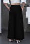 Women's Black Elastic Waist Tie-Up Draped Trousers Pc021 - 4