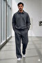 Men's Nardo Gray Oversized Roberto Reglan Sleeve Buttoned Sweat Baggy Tracksuit Bottom-Top Set