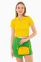 Yellow Mini Women's Bag with Pleated-straps - 5