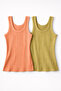 Cotton Combed Camisole Fabric Thick Strap Oval Neck Powder and Green Women's 2-Piece T-Shirt Undershirt