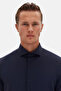 Ds Groom Slim Fit Navy Blue Italian Collar Dobby Long Sleeve Easy-Iron Breathable Four - 3